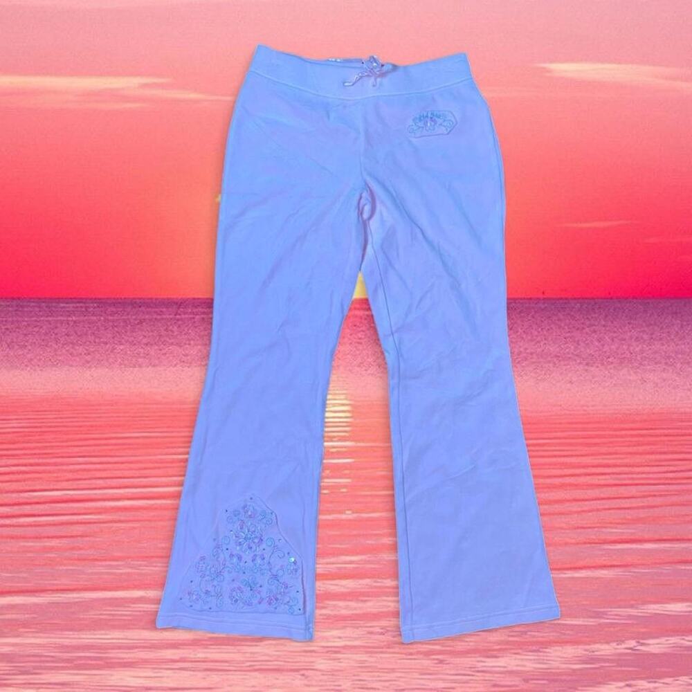 Vintage Y2K Deadstock Velour Flared Baby Pink Pants